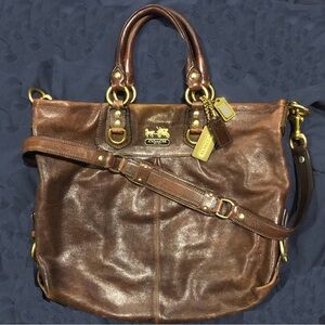 Vintage COACH Madison Large Brown Full Grain Leather Rear Pocket Satchel 12935